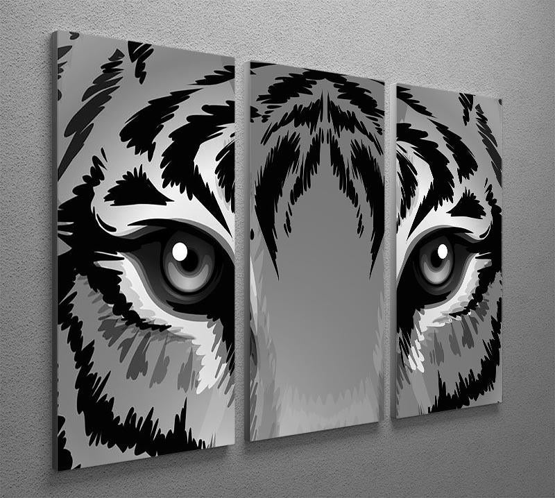 Illustration of a tiger with sharp eyes 3 Split Panel Canvas Print - Canvas Art Rocks - 2