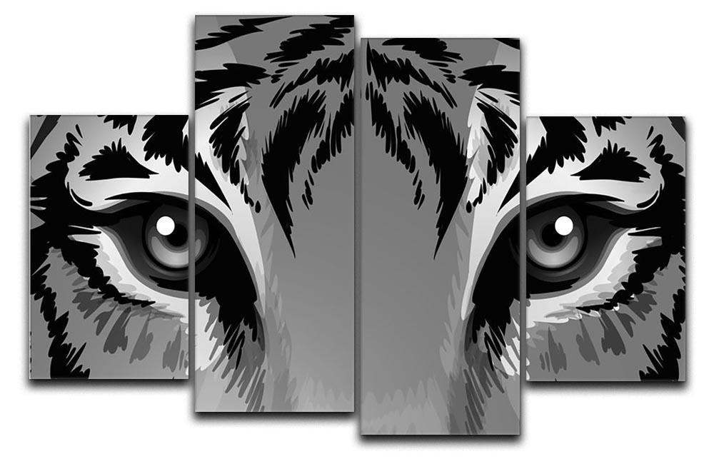 Illustration of a tiger with sharp eyes 4 Split Panel Canvas - Canvas Art Rocks - 1