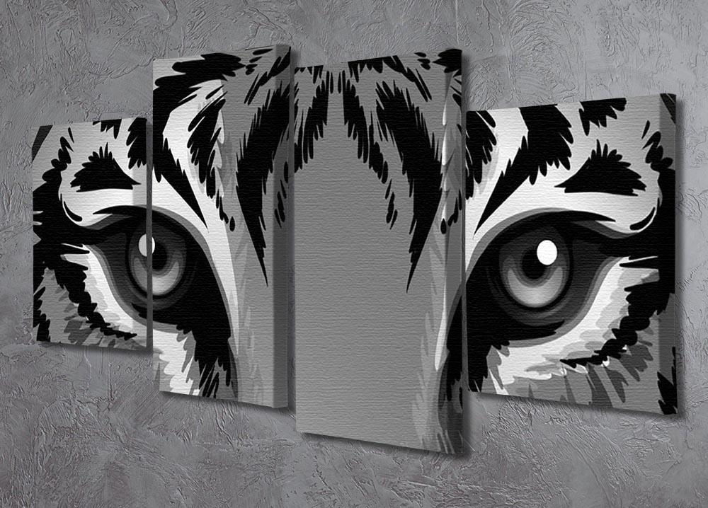 Illustration of a tiger with sharp eyes 4 Split Panel Canvas - Canvas Art Rocks - 2