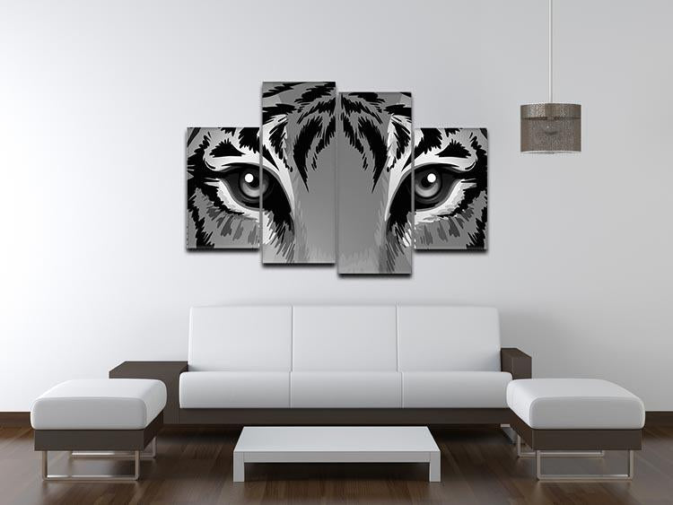 Illustration of a tiger with sharp eyes 4 Split Panel Canvas - Canvas Art Rocks - 3