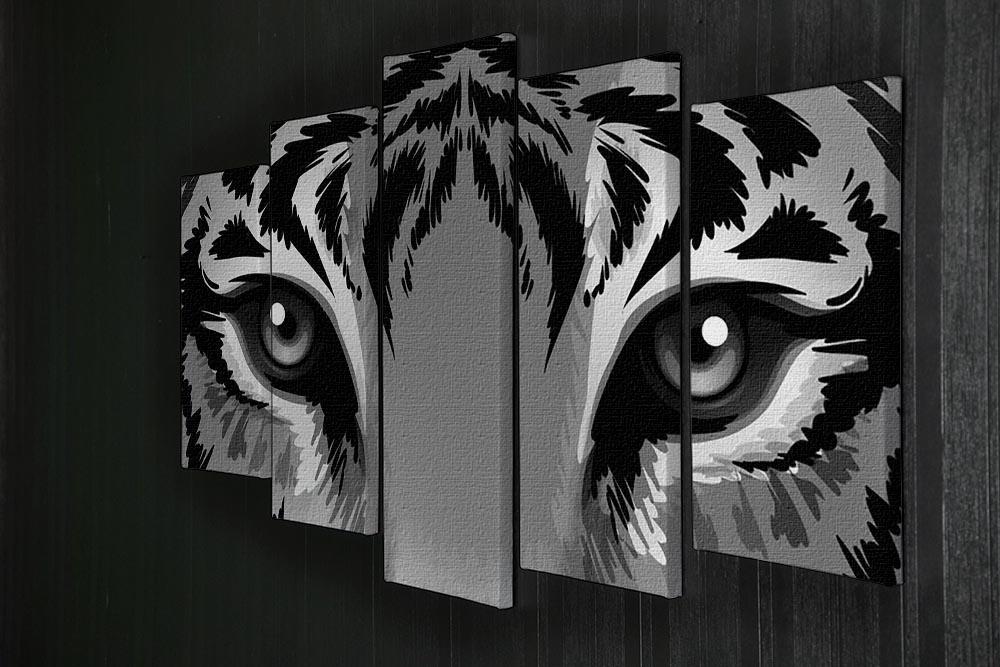 Illustration of a tiger with sharp eyes 5 Split Panel Canvas - Canvas Art Rocks - 2