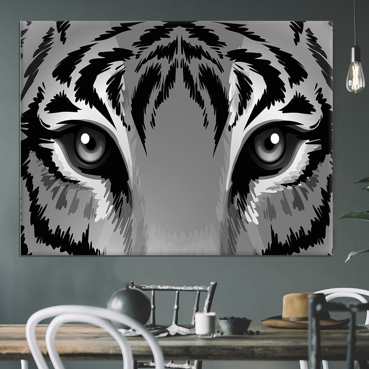 Illustration of a tiger with sharp eyes Canvas Print or Poster