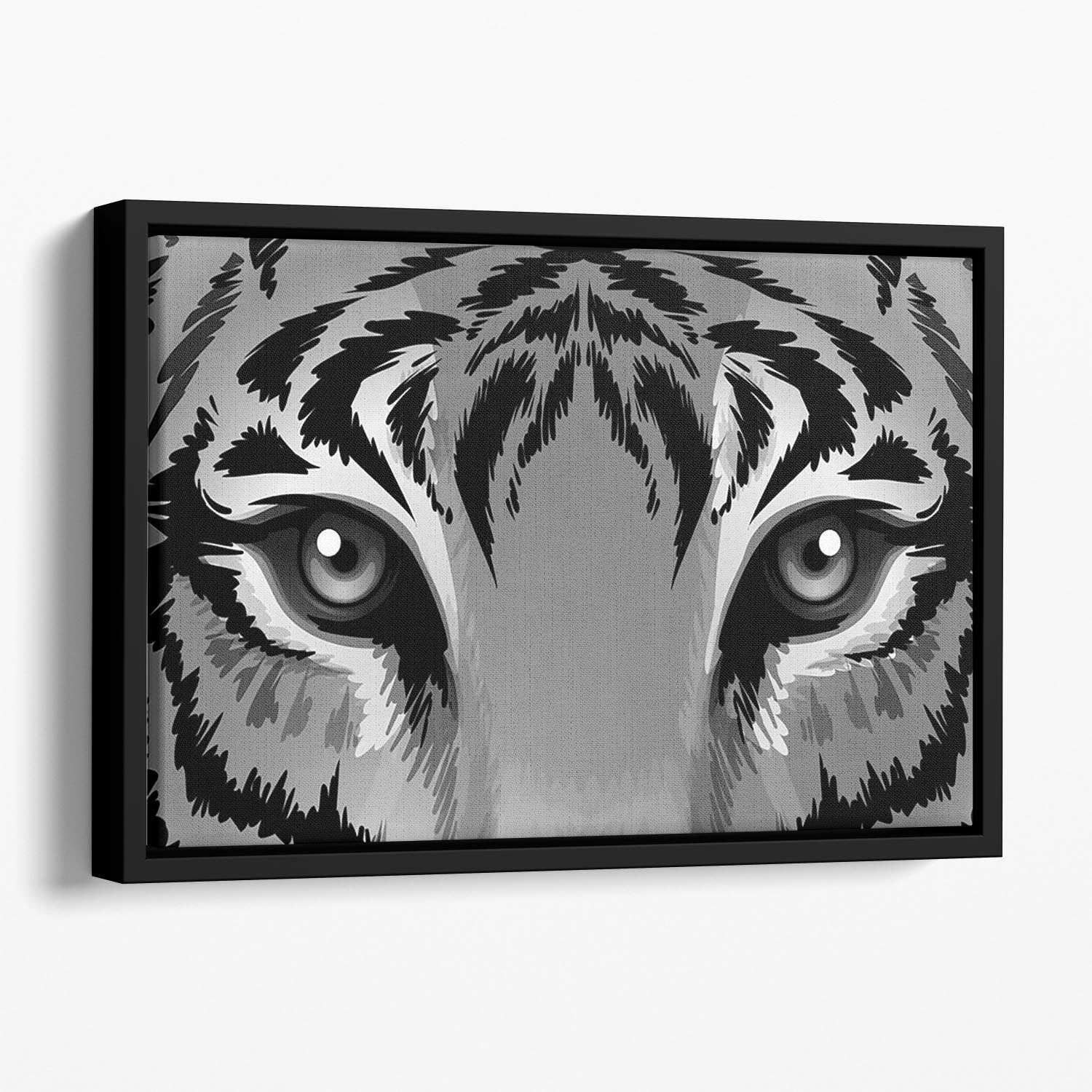Illustration of a tiger with sharp eyes Floating Framed Canvas - Canvas Art Rocks - 1