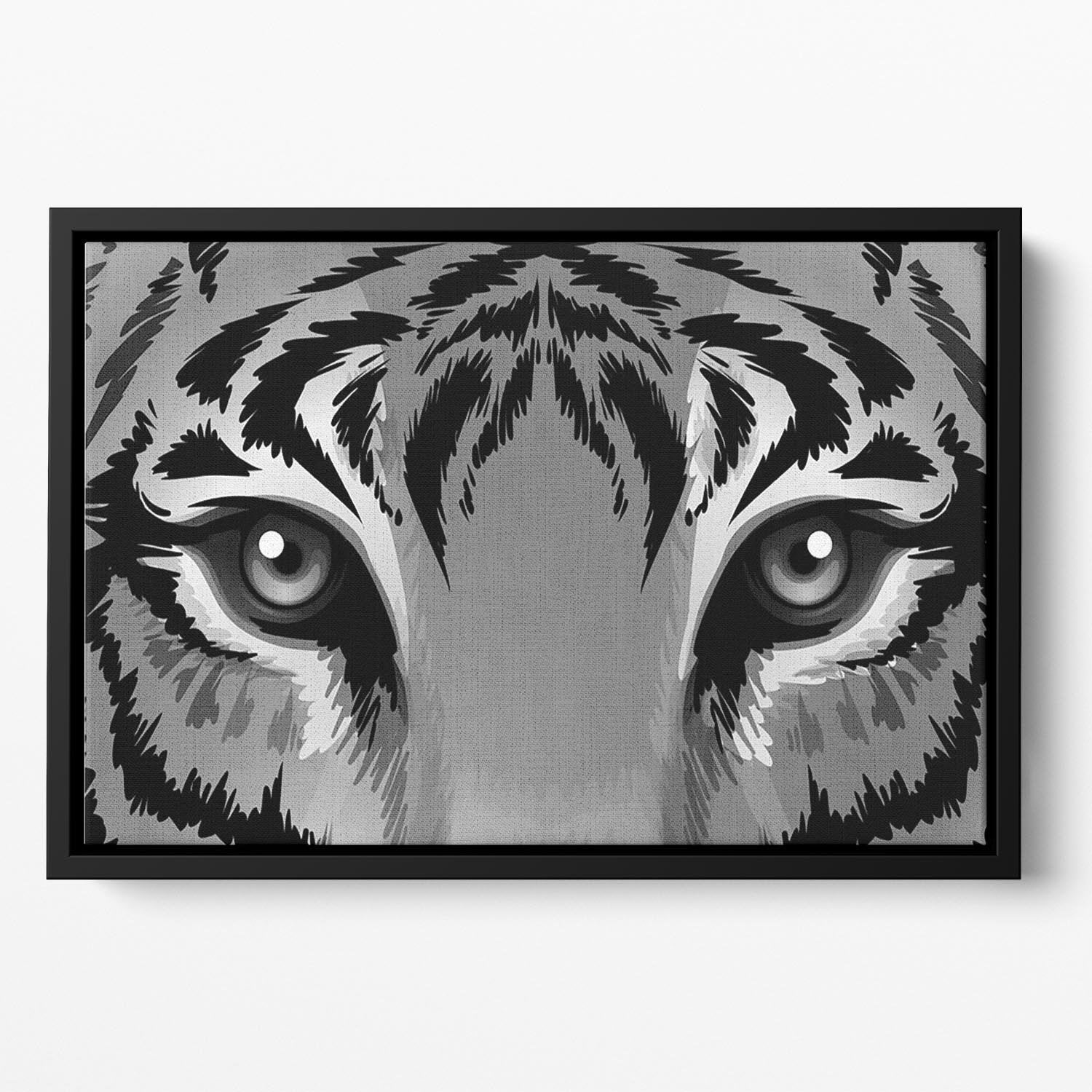 Illustration of a tiger with sharp eyes Floating Framed Canvas - Canvas Art Rocks - 2