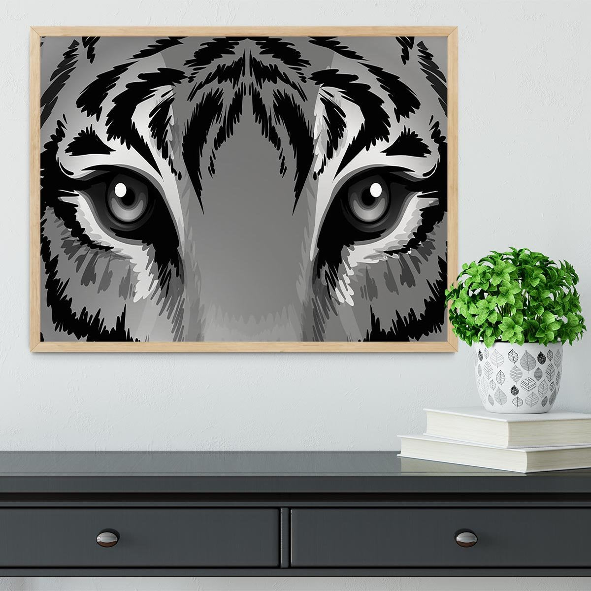 Illustration of a tiger with sharp eyes Framed Print - Canvas Art Rocks - 4