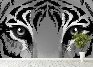 Illustration of a tiger with sharp eyes Wall Mural Wallpaper - Canvas Art Rocks - 4