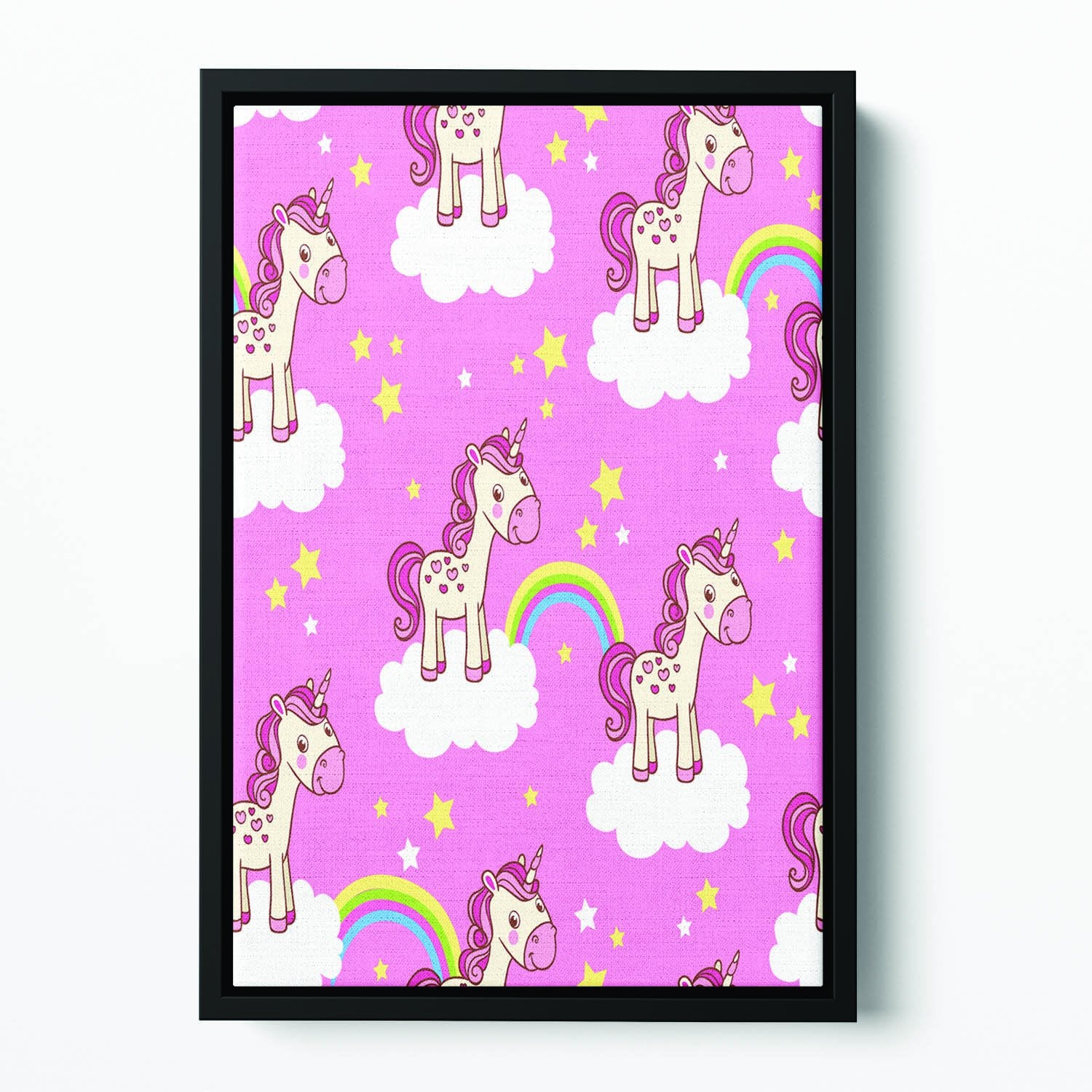 Illustration of horses in the clouds Floating Framed Canvas