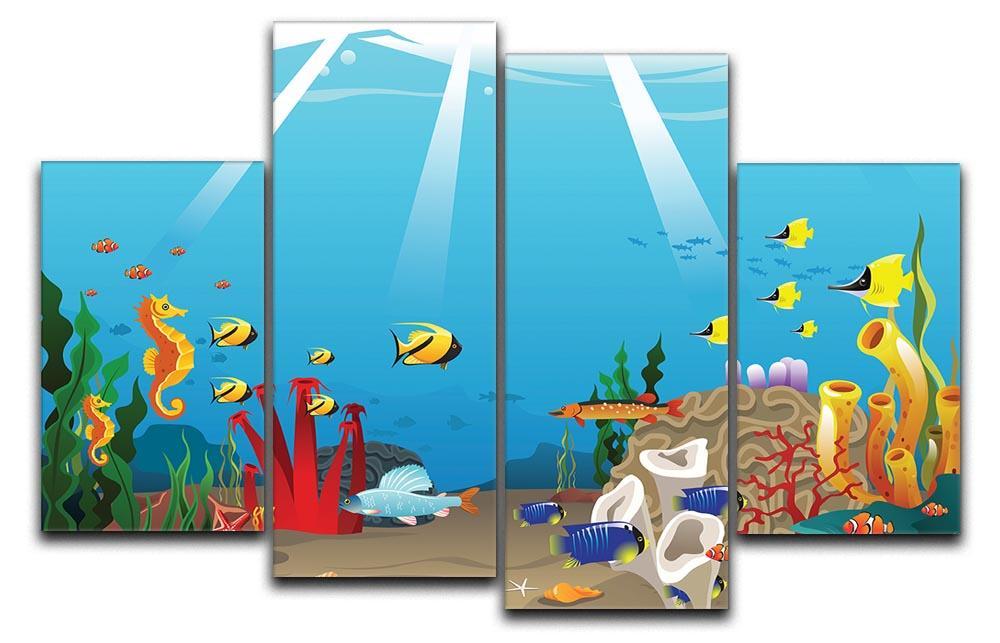 Illustration of marine life design 4 Split Panel Canvas  - Canvas Art Rocks - 1