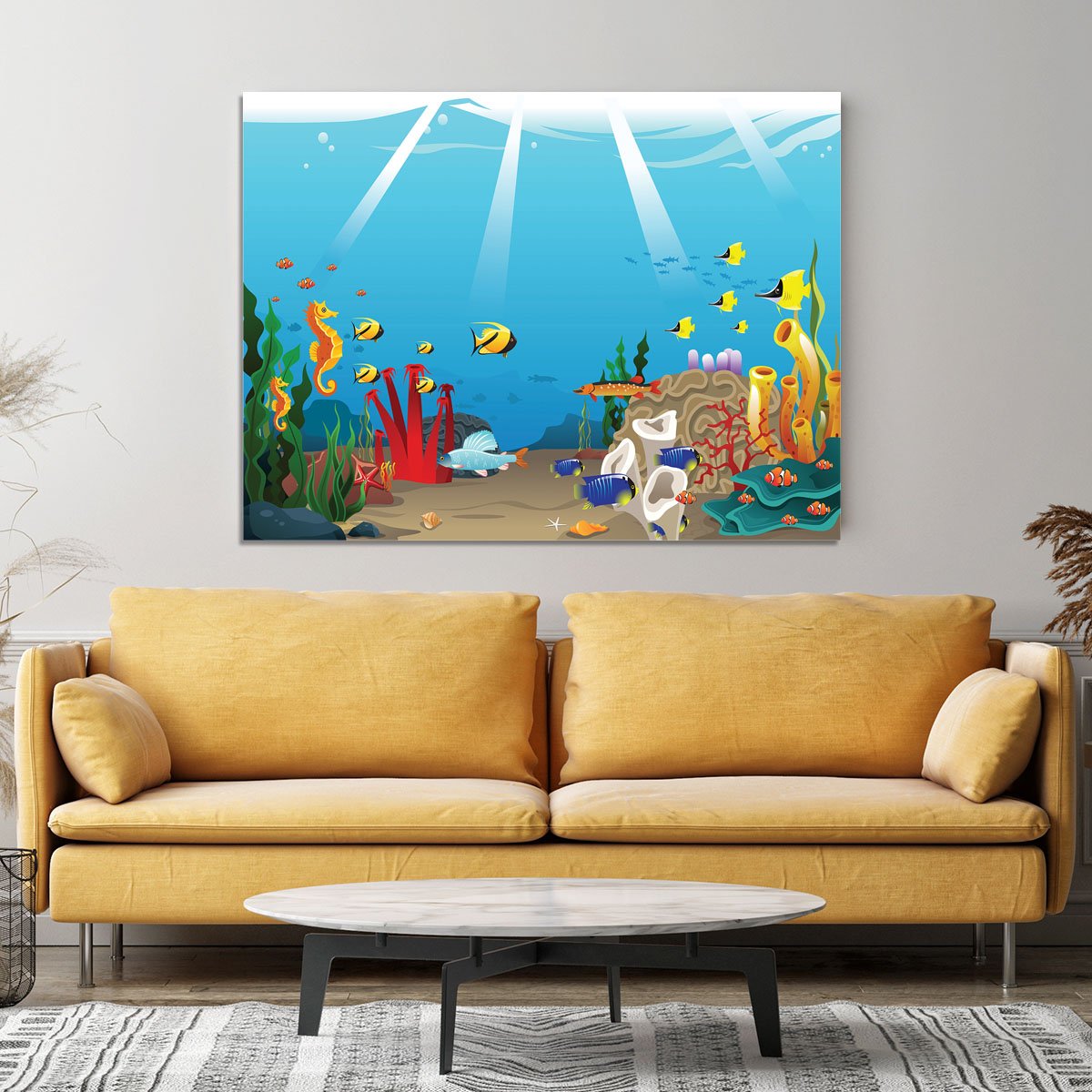 Illustration of marine life design Canvas Print or Poster