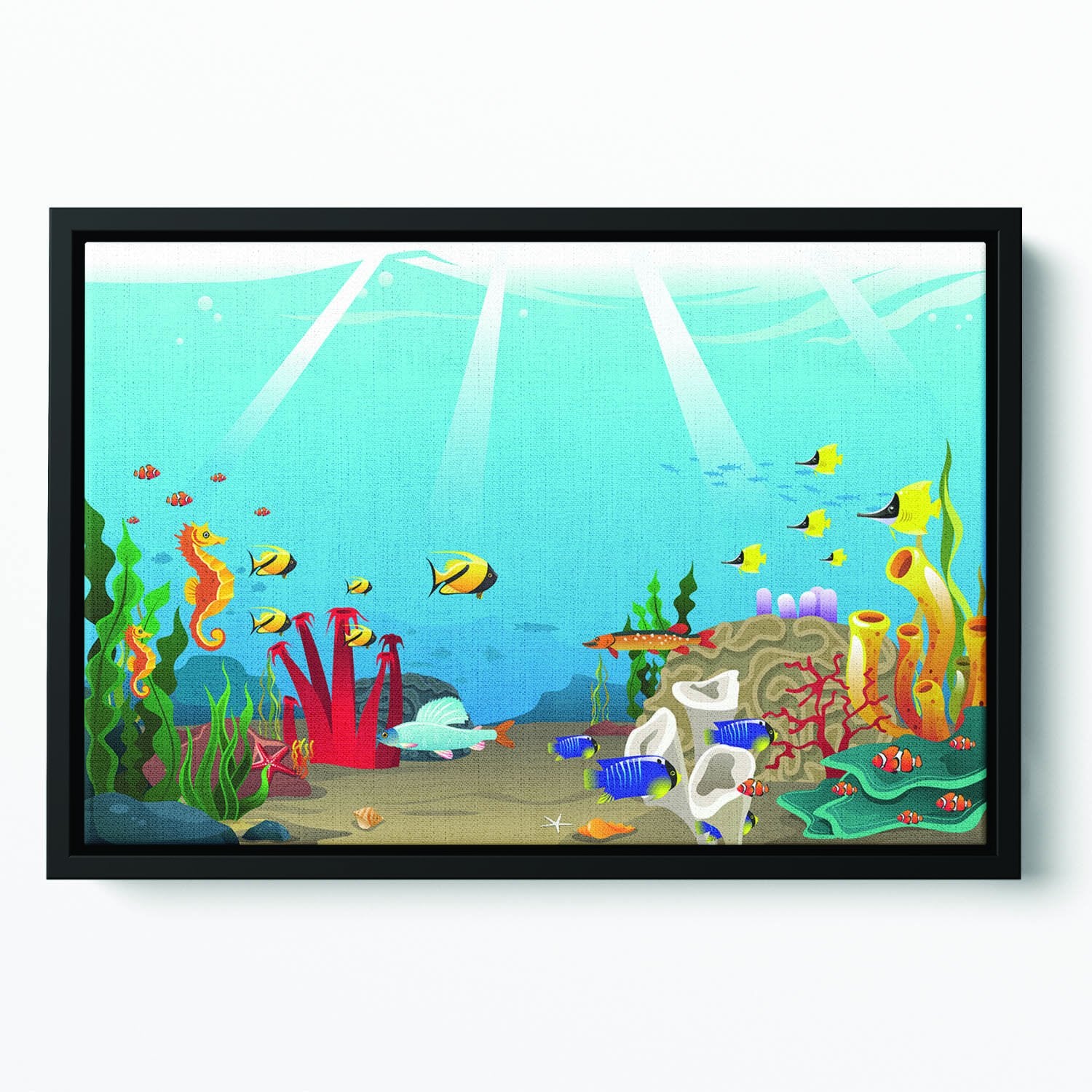 Illustration of marine life design Floating Framed Canvas