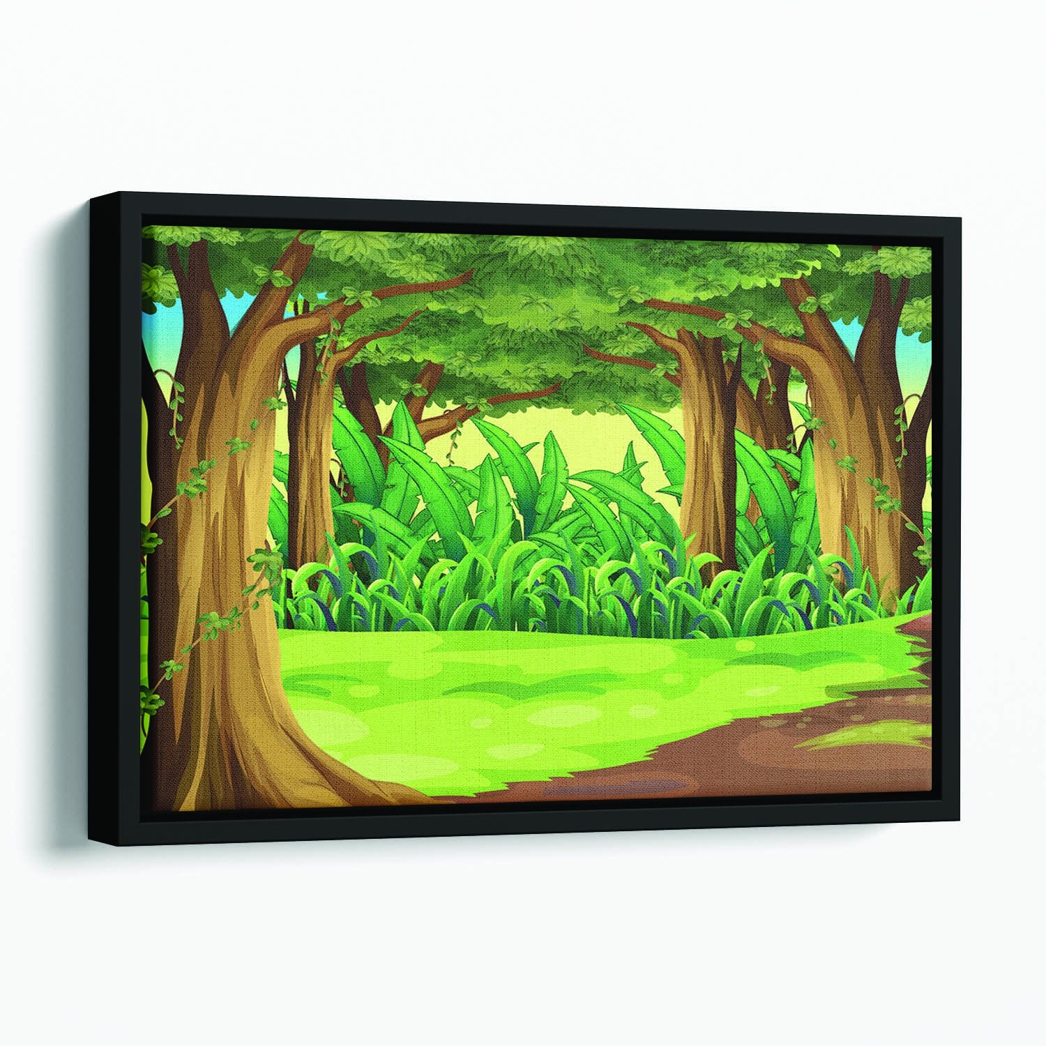 Illustration of the giant trees in the forest Floating Framed Canvas