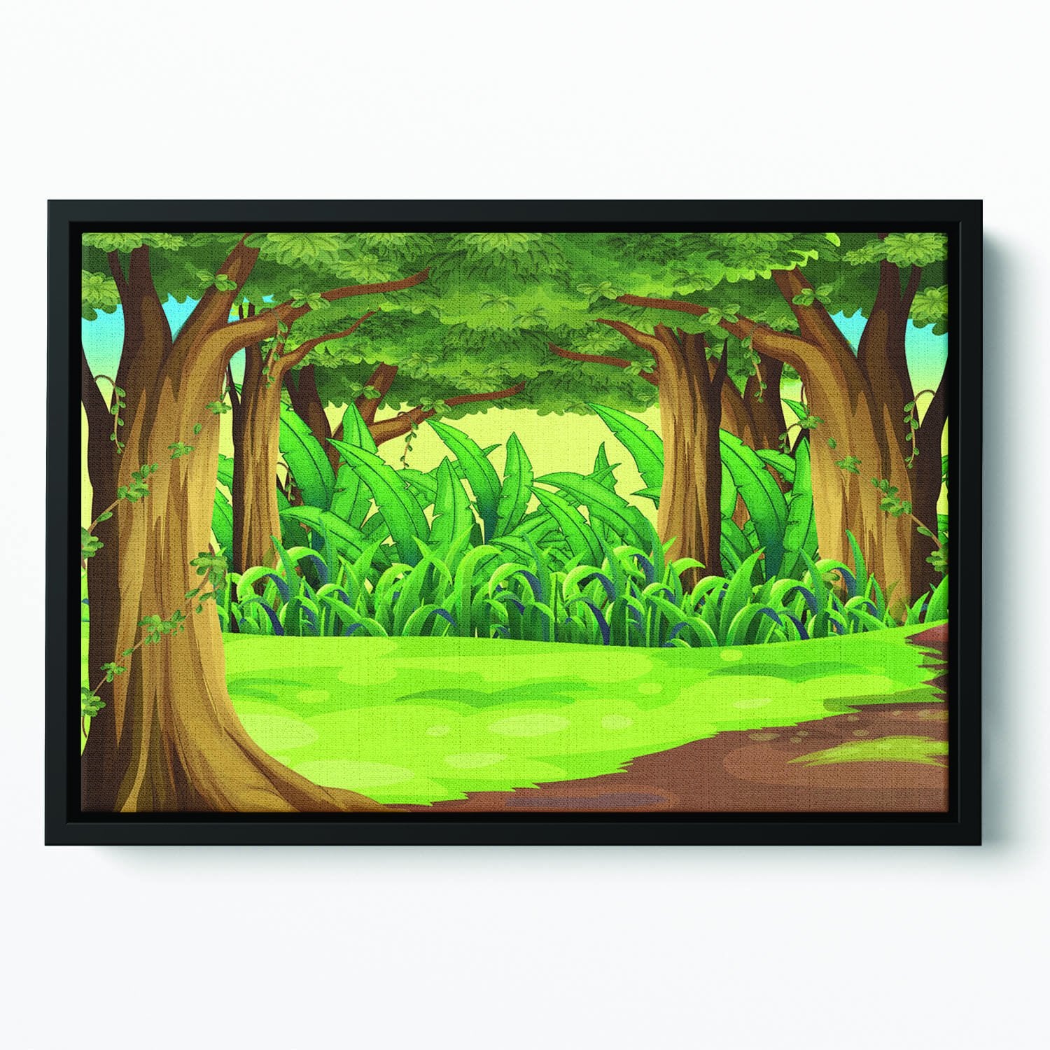 Illustration of the giant trees in the forest Floating Framed Canvas
