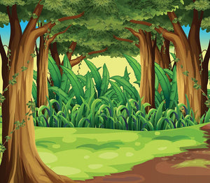 Illustration of the giant trees in the forest Wall Mural Wallpaper - Canvas Art Rocks - 1
