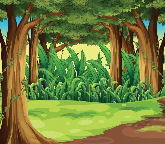 Illustration of the giant trees in the forest Wall Mural Wallpaper