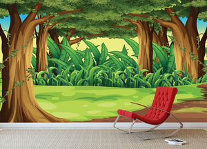 Illustration of the giant trees in the forest Wall Mural Wallpaper - Canvas Art Rocks - 3