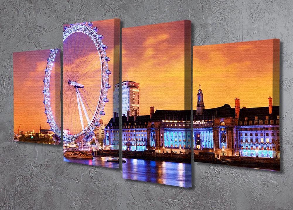 Ilumination of the London Eye 4 Split Panel Canvas  - Canvas Art Rocks - 2