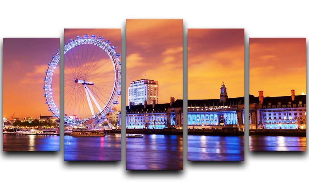 Ilumination of the London Eye 5 Split Panel Canvas  - Canvas Art Rocks - 1