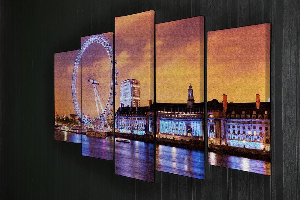 Ilumination of the London Eye 5 Split Panel Canvas  - Canvas Art Rocks - 2