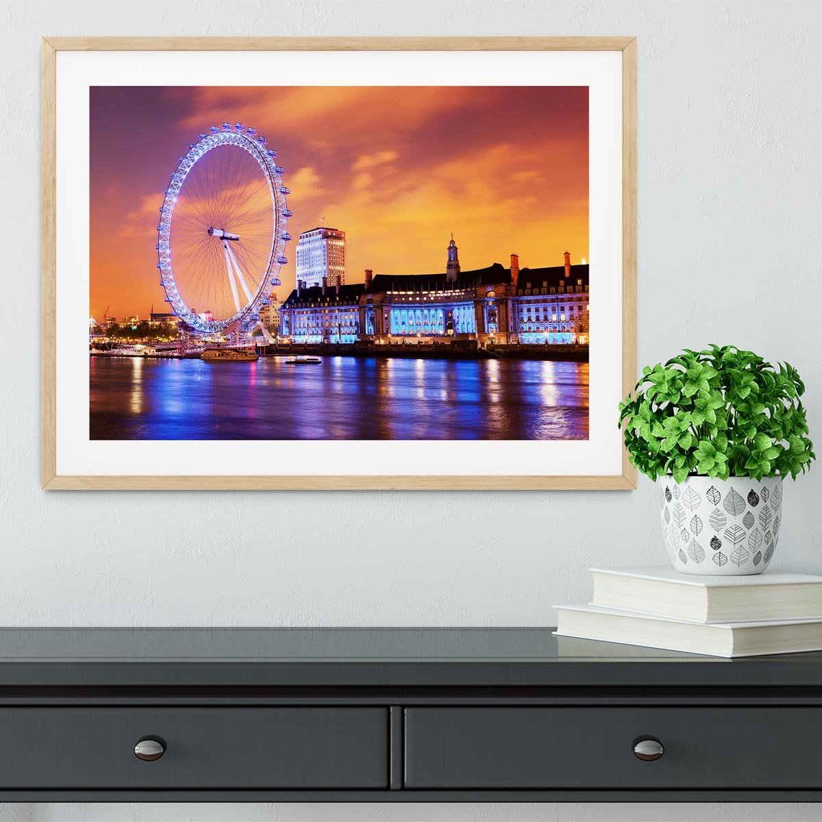 Ilumination of the London Eye Framed Print - Canvas Art Rocks - 3
