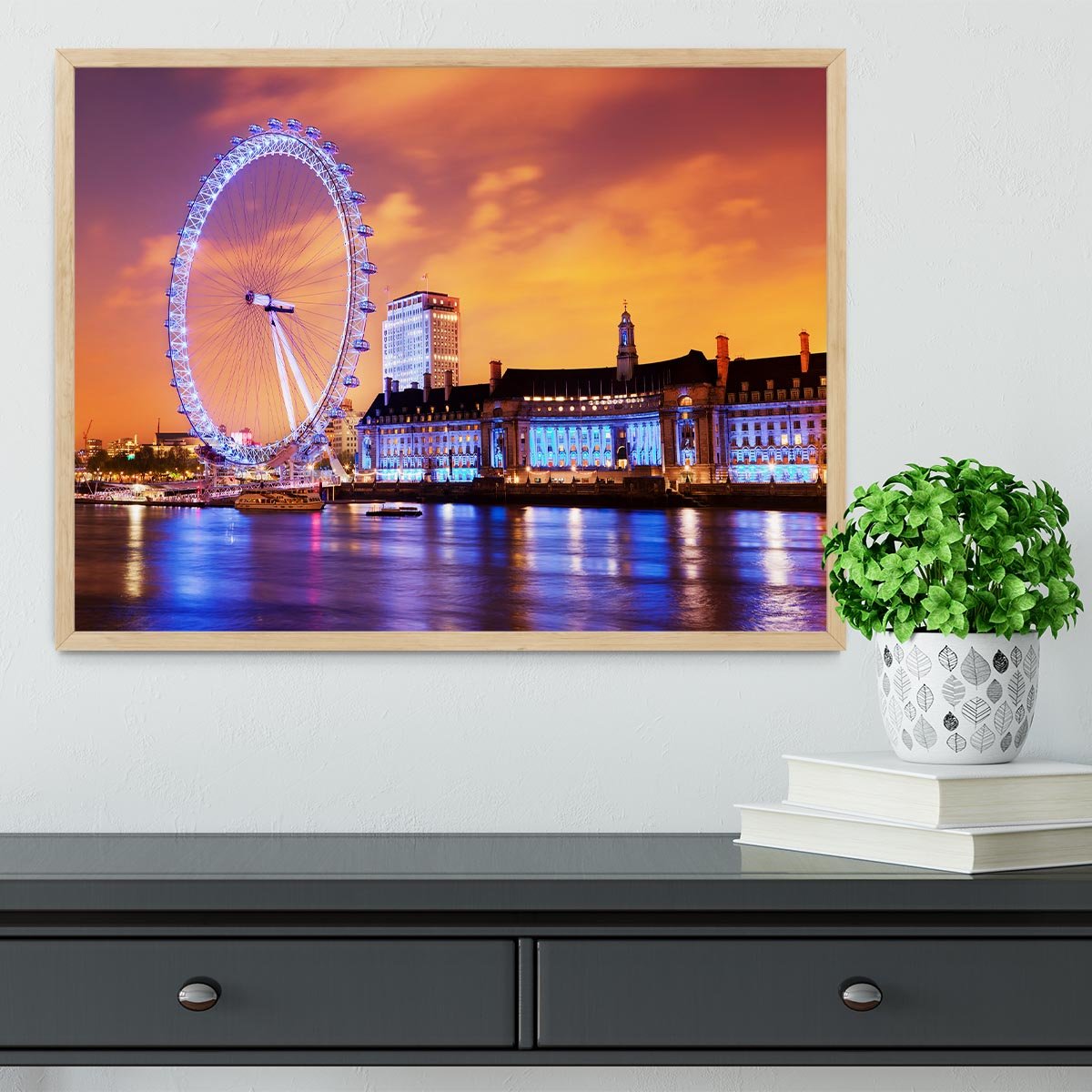 Ilumination of the London Eye Framed Print - Canvas Art Rocks - 4