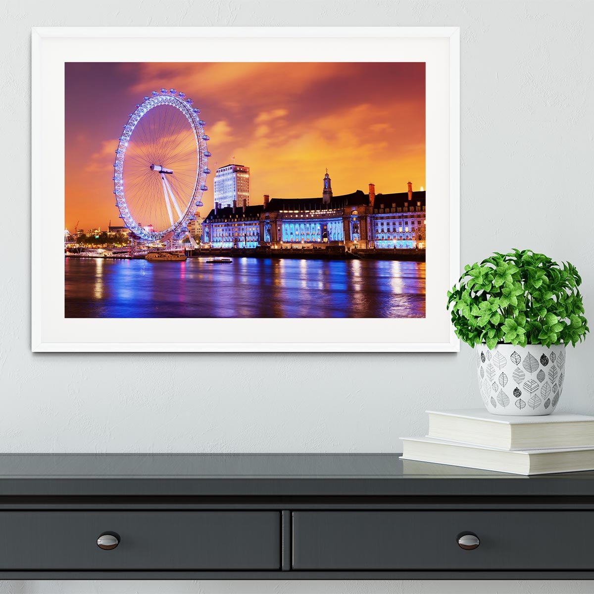 Ilumination of the London Eye Framed Print - Canvas Art Rocks - 5