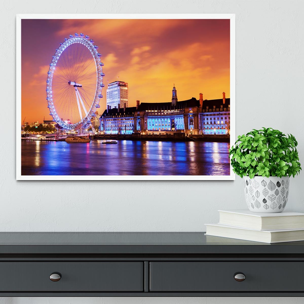 Ilumination of the London Eye Framed Print - Canvas Art Rocks -6