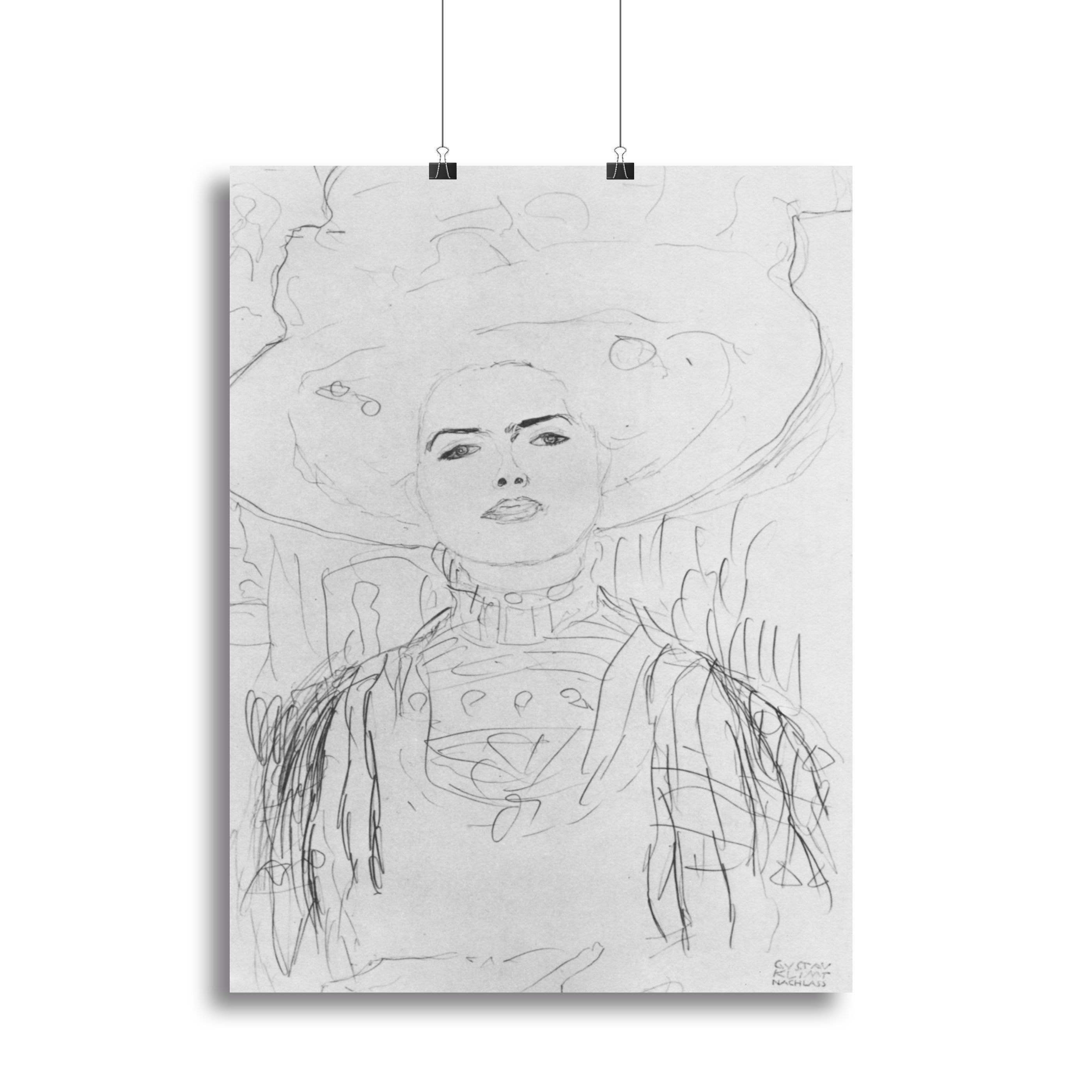 Image of a girl with a big hat by Klimt Canvas Print or Poster
