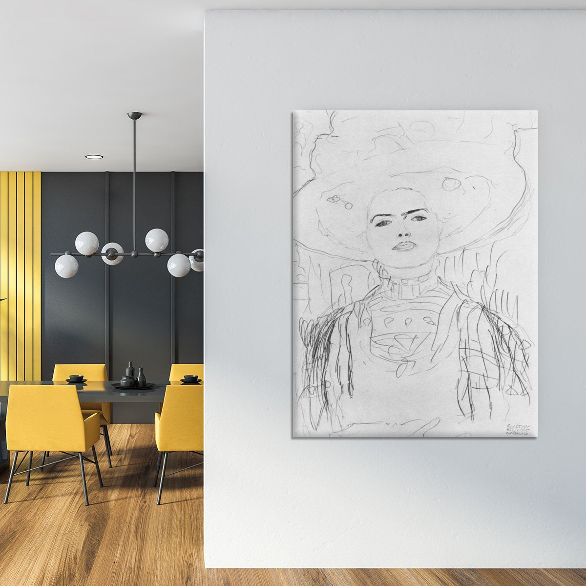 Image of a girl with a big hat by Klimt Canvas Print or Poster
