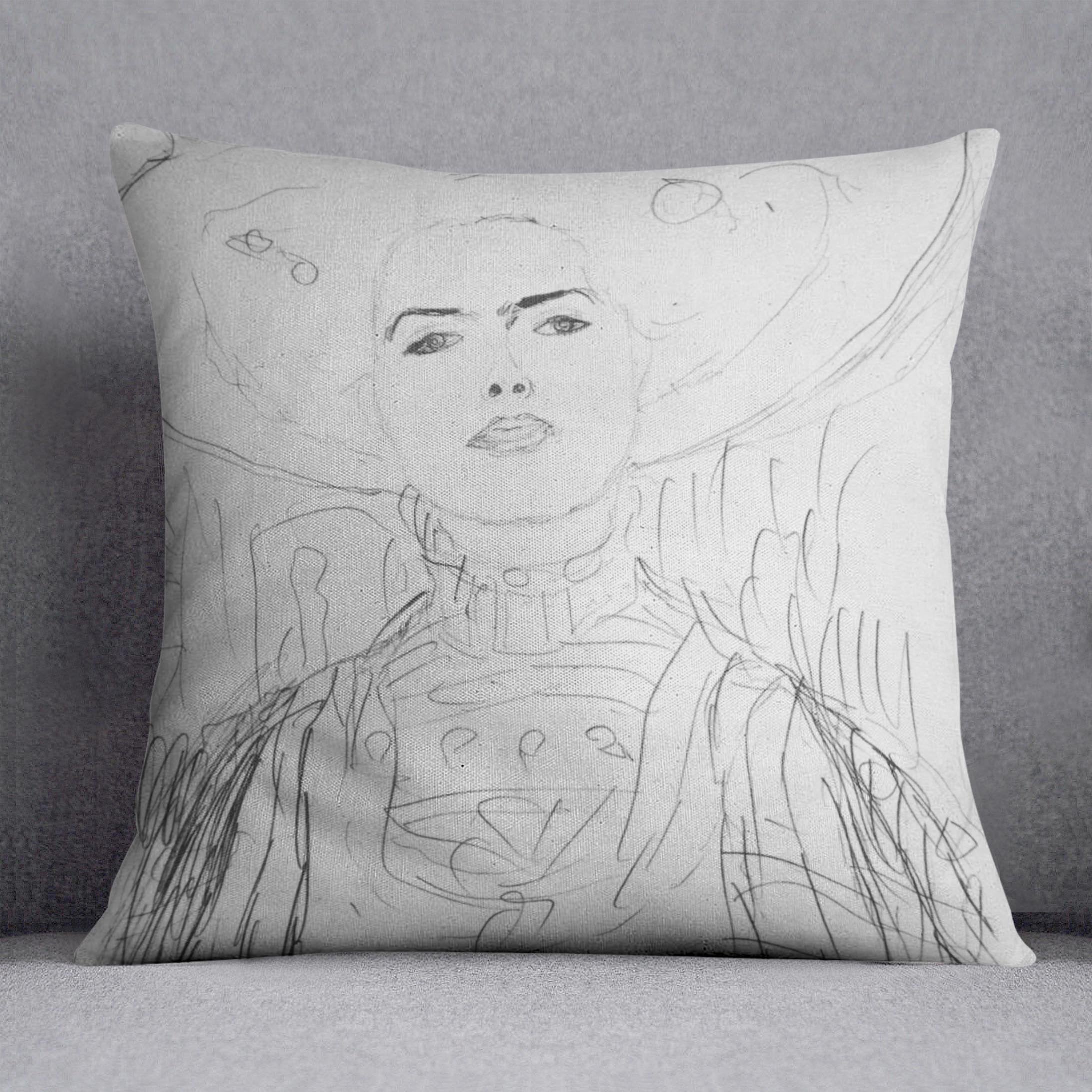 Image of a girl with a big hat by Klimt Throw Pillow