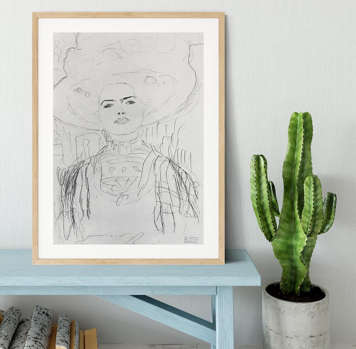 Image of a girl with a big hat by Klimt Framed Print - Canvas Art Rocks - 3