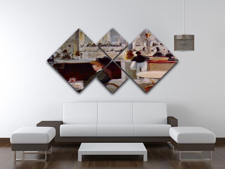 In Cafe 1 by Manet 4 Square Multi Panel Canvas - Canvas Art Rocks - 3