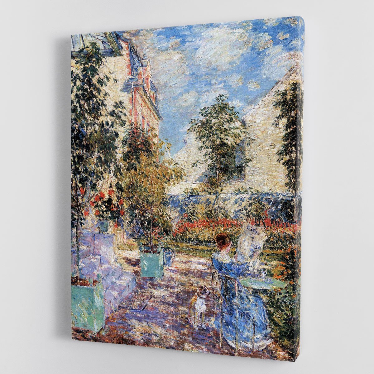 In a French garden by Hassam Canvas Print or Poster