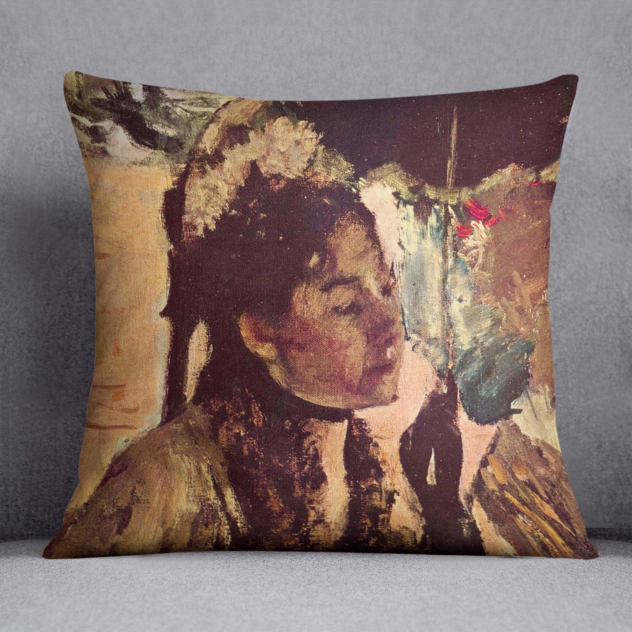 In the Tuileries Woman with Parasol by Degas Cushion