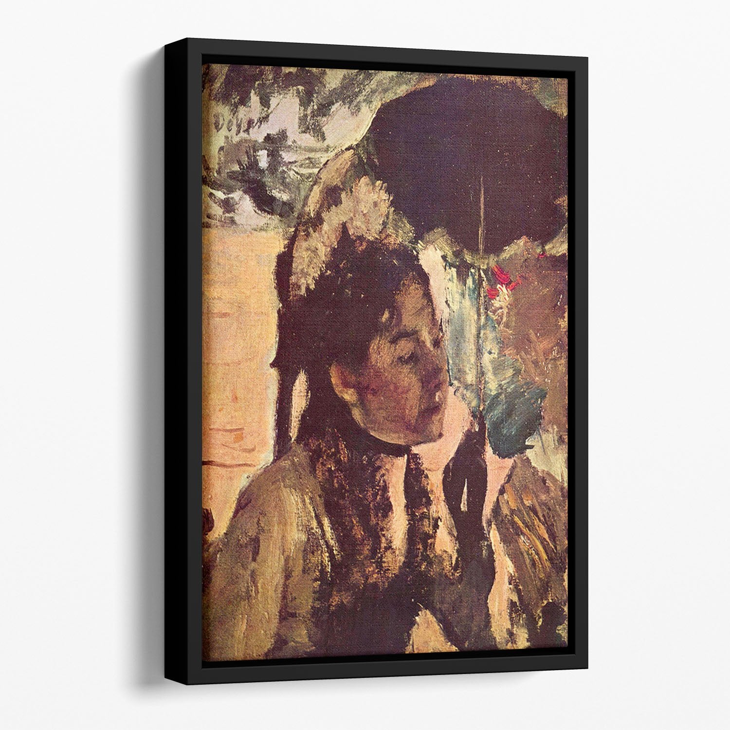 In the Tuileries Woman with Parasol by Degas Floating Framed Canvas
