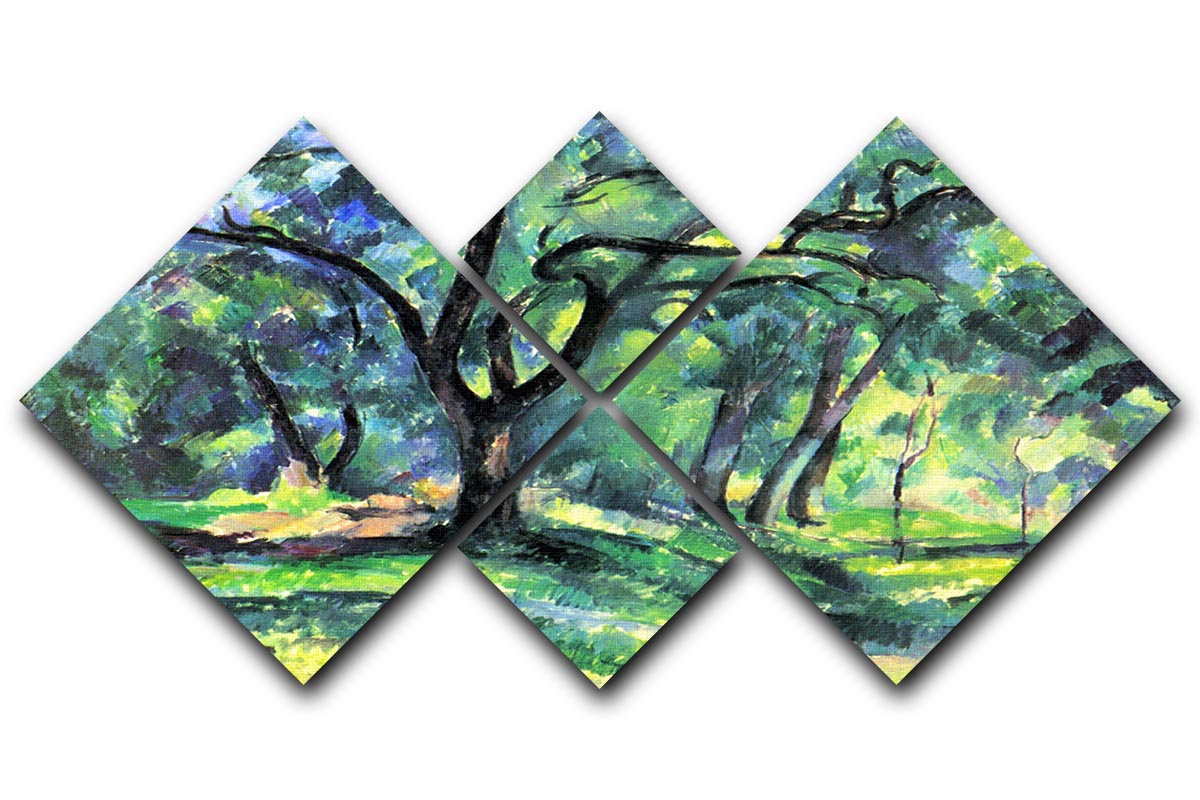 In the Woods by Cezanne 4 Square Multi Panel Canvas - Canvas Art Rocks - 1