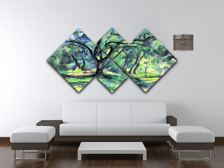 In the Woods by Cezanne 4 Square Multi Panel Canvas - Canvas Art Rocks - 3