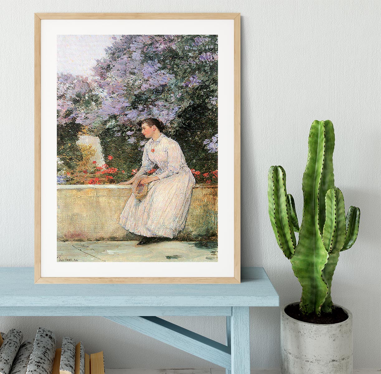 In the garden by Hassam Framed Print - Canvas Art Rocks - 3