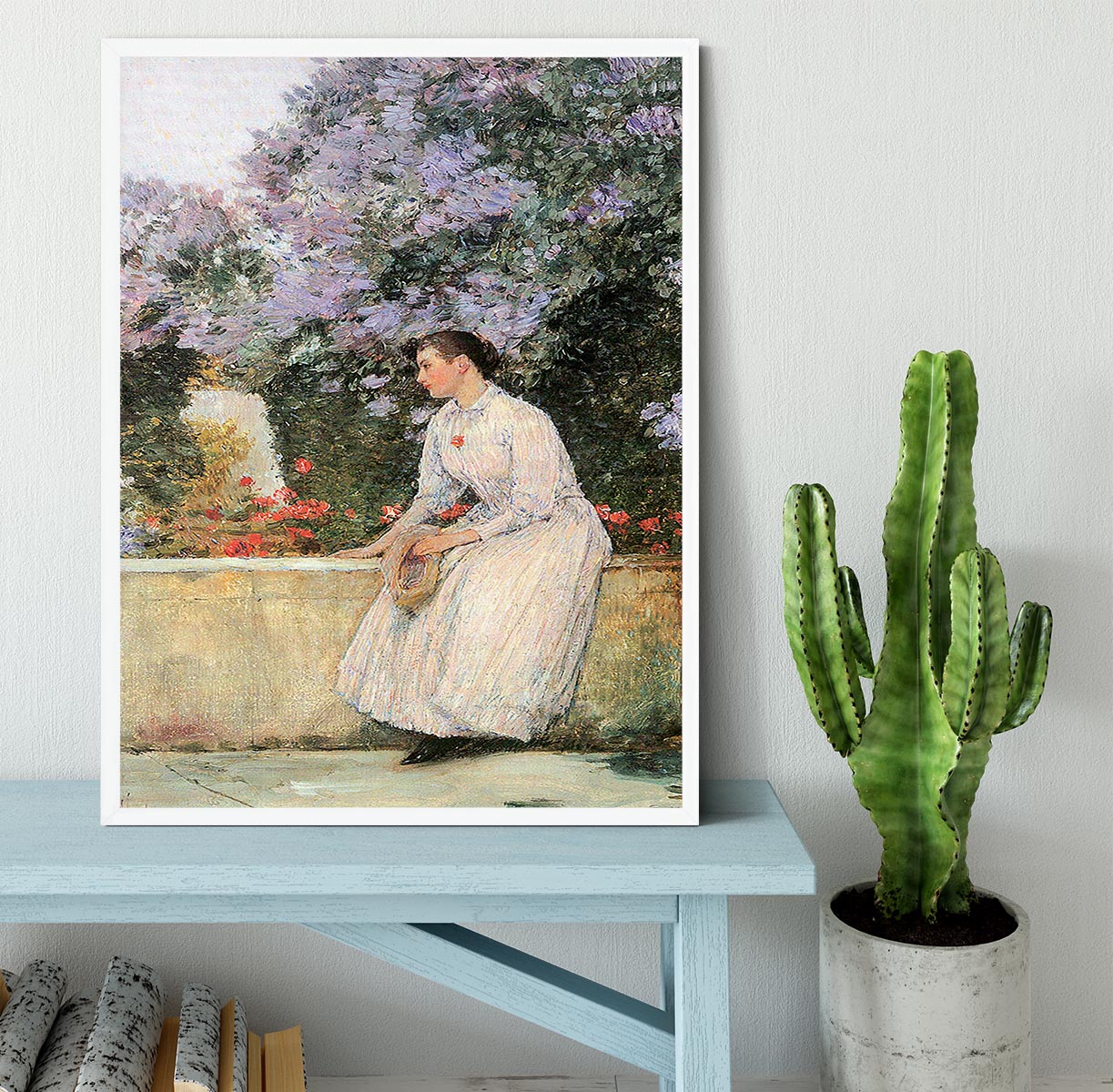 In the garden by Hassam Framed Print - Canvas Art Rocks -6