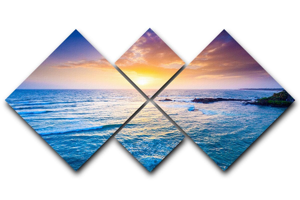 Indian ocean on sunset 4 Square Multi Panel Canvas  - Canvas Art Rocks - 1
