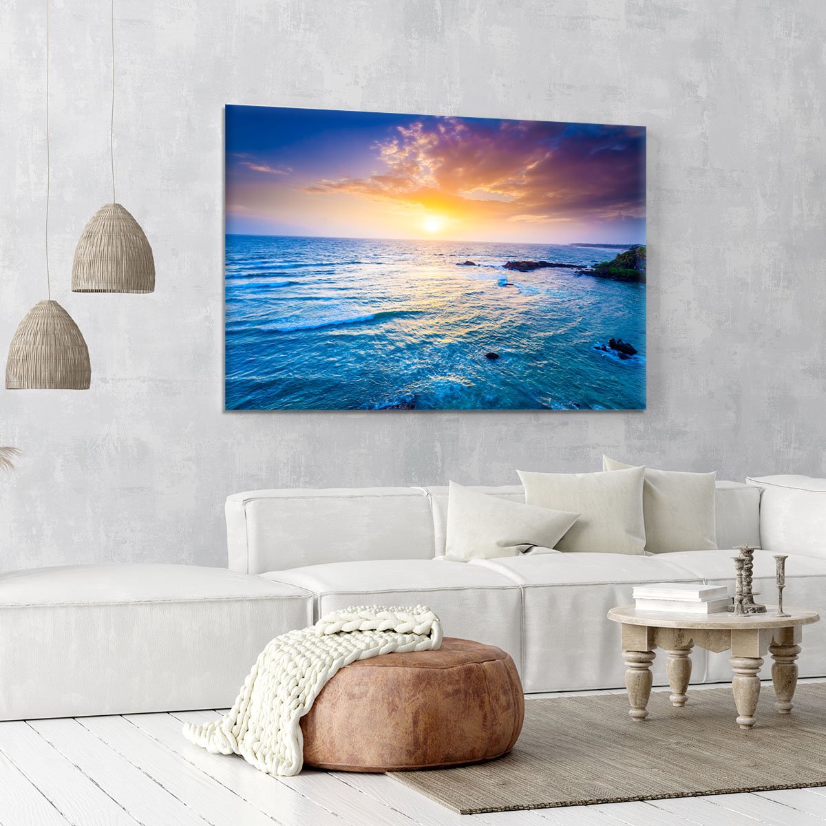 Indian ocean on sunset Canvas Print or Poster