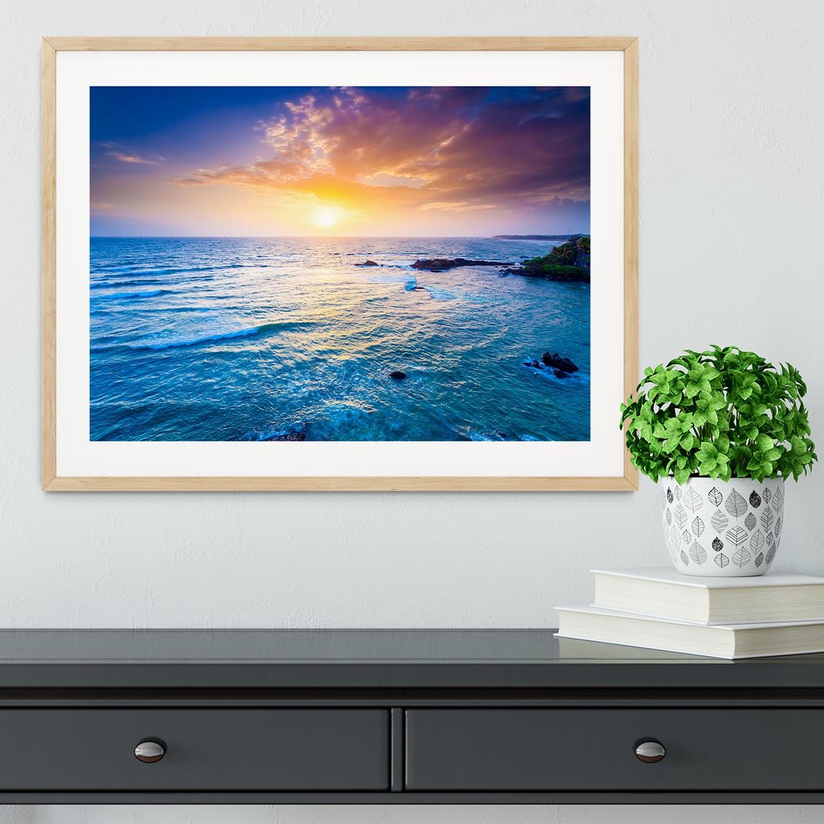 Indian ocean on sunset Framed Print - Canvas Art Rocks - 3