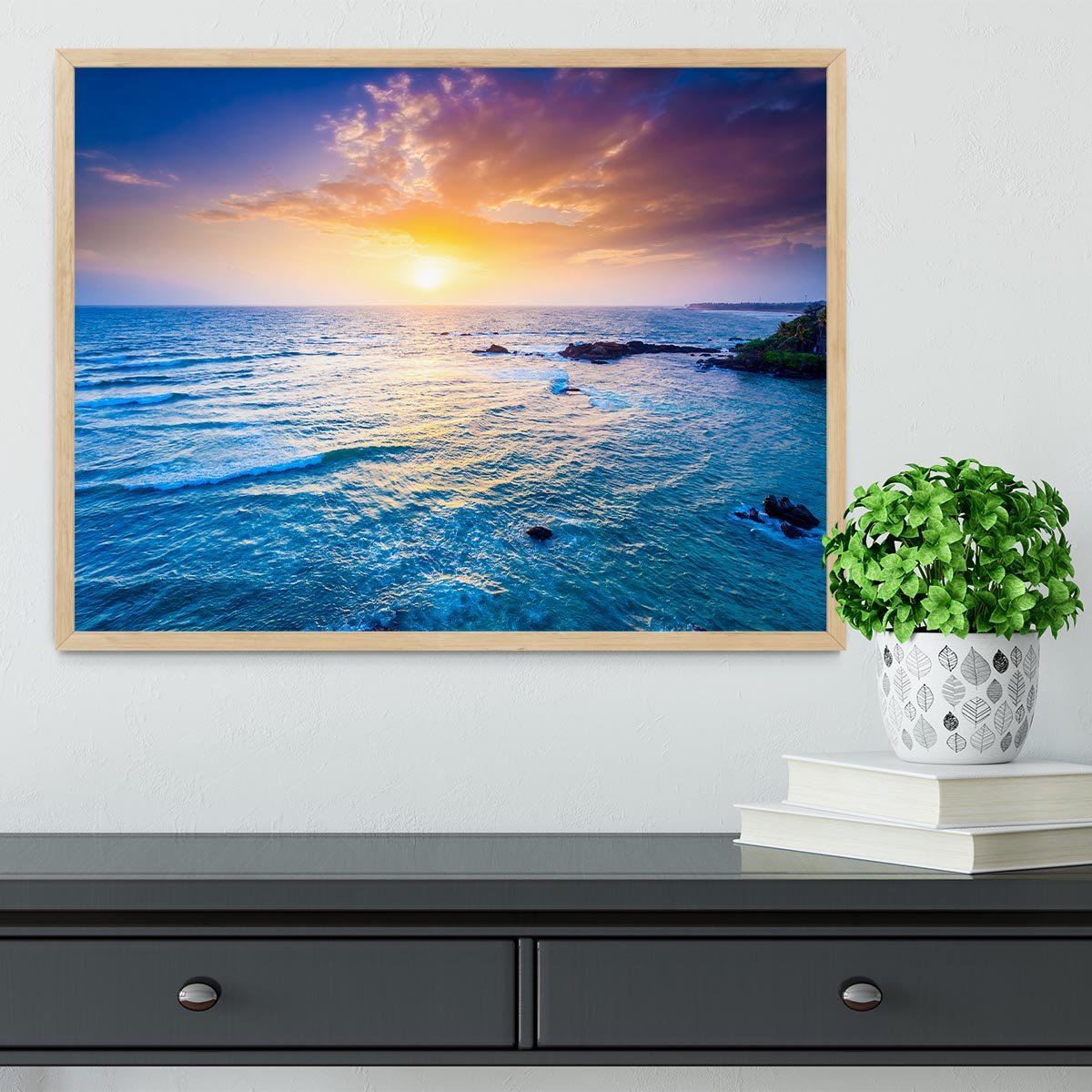 Indian ocean on sunset Framed Print - Canvas Art Rocks - 4