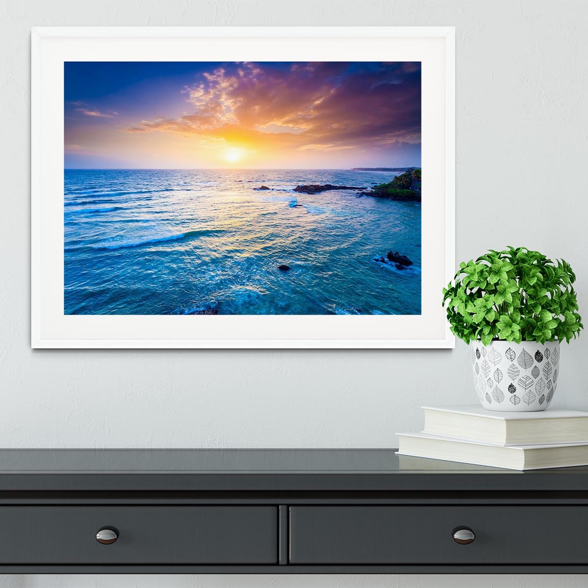 Indian ocean on sunset Framed Print - Canvas Art Rocks - 5