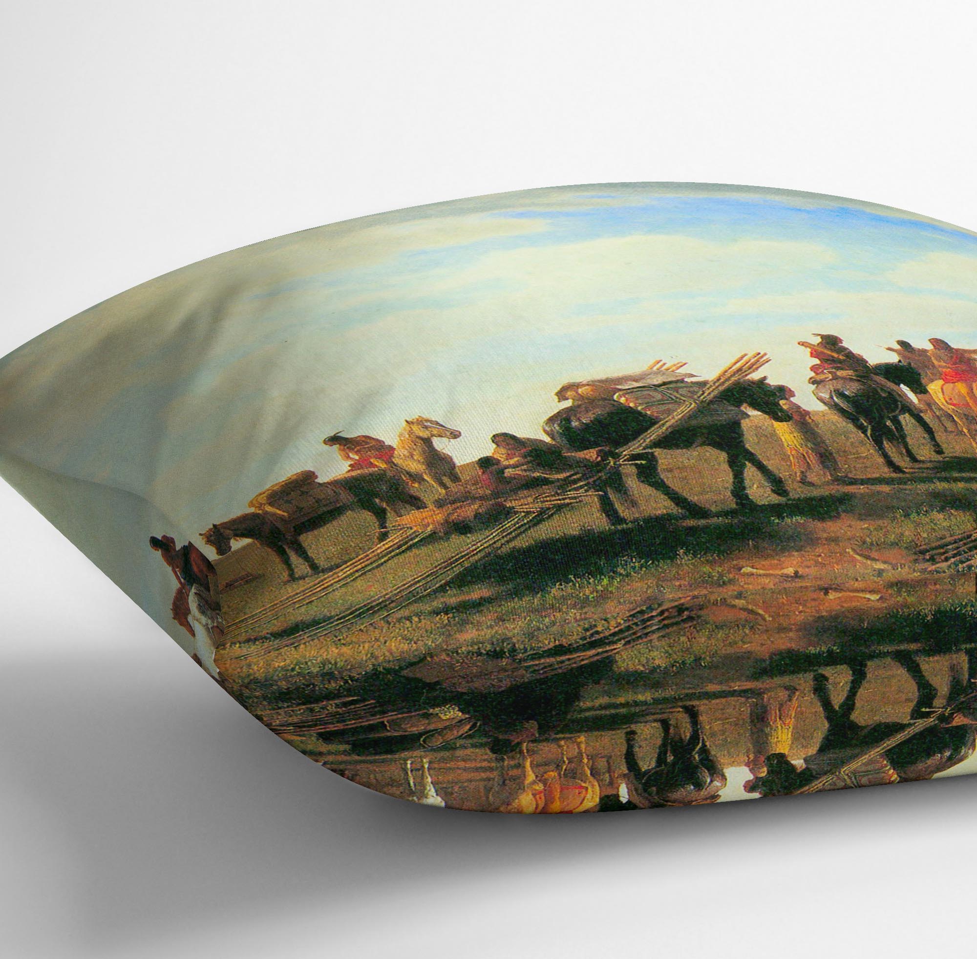 Indians near Fort Laramie by Bierstadt Cushion - Canvas Art Rocks - 3