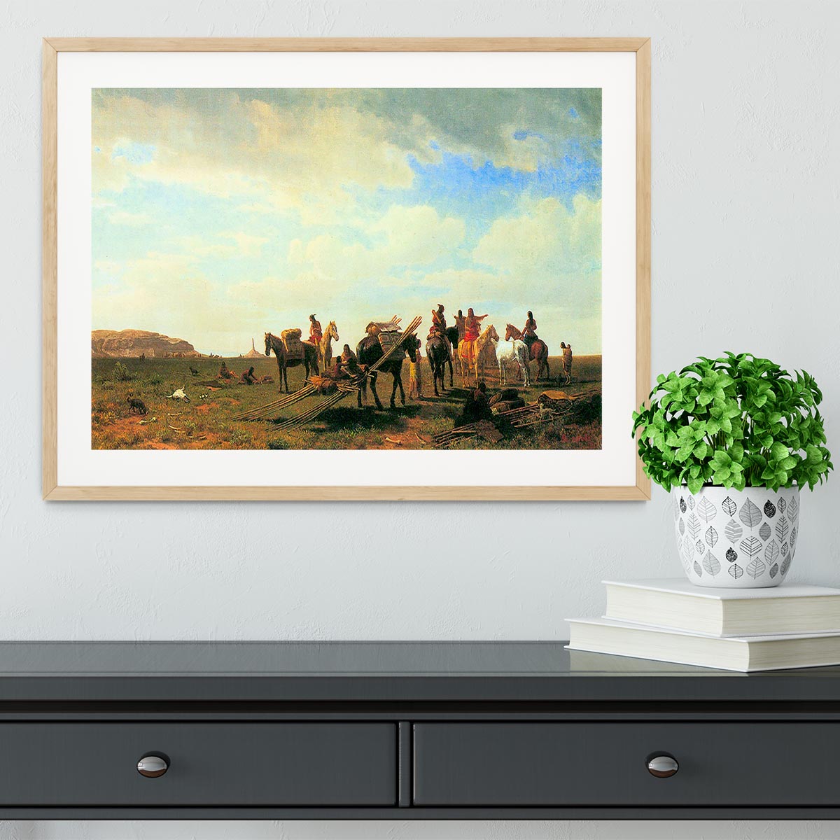 Indians near Fort Laramie by Bierstadt Framed Print - Canvas Art Rocks - 3