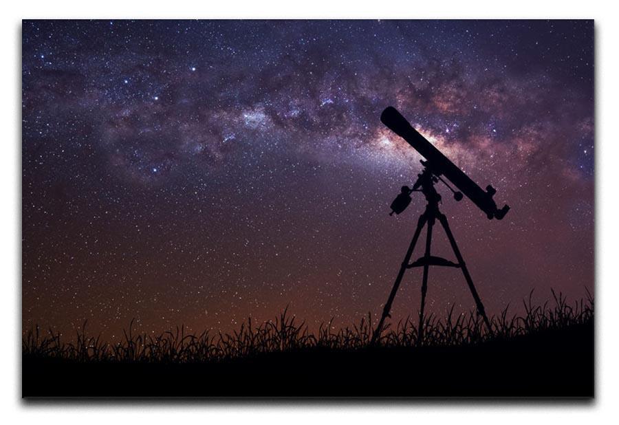 Infinite space background with silhouette of telescope Canvas Print or Poster  - Canvas Art Rocks - 1