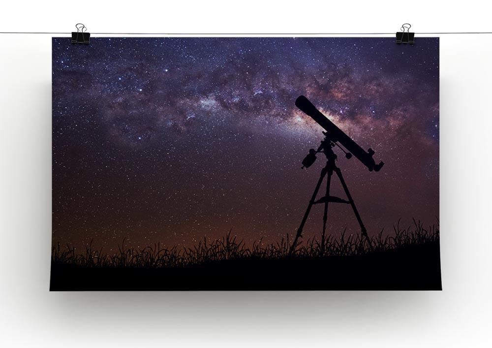 Infinite space background with silhouette of telescope Canvas Print or Poster - Canvas Art Rocks - 2