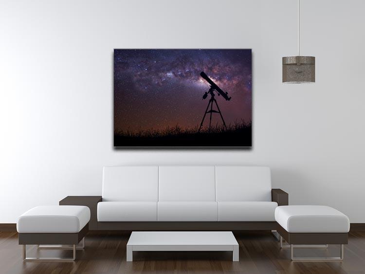 Infinite space background with silhouette of telescope Canvas Print or Poster - Canvas Art Rocks - 4