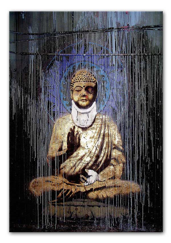 Banksy Injured Buddha Print - Canvas Art Rocks - 1
