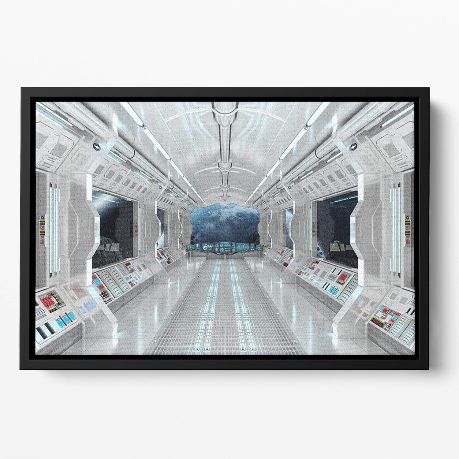 Inside Space Shuttle Floating Framed Canvas